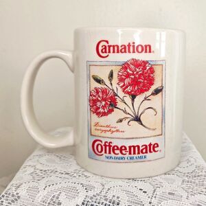 Carnation Coffee-mate Collectors Series Botanical Advertising Mug 1993 White